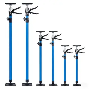 2-Pack Adjustable Telescopic Support Rods – 11.8 to 114 inch Heavy Duty Steel Pole – Max Load 154 Lbs – Multi-Purpose Support for Cabinet Jack, Wardrobe, Drywall Lift & Third-Hand Support System – Anti-Slip Stabilizer-Blue