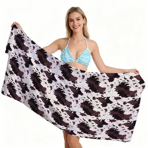 American Cow Print Beach Towel, Retro Ranch Style Design, Quick Dry Absorbent Soft Skin-friendly, Ideal for Summer Cowboy Music Festival Beach Vacation Pool Party Use