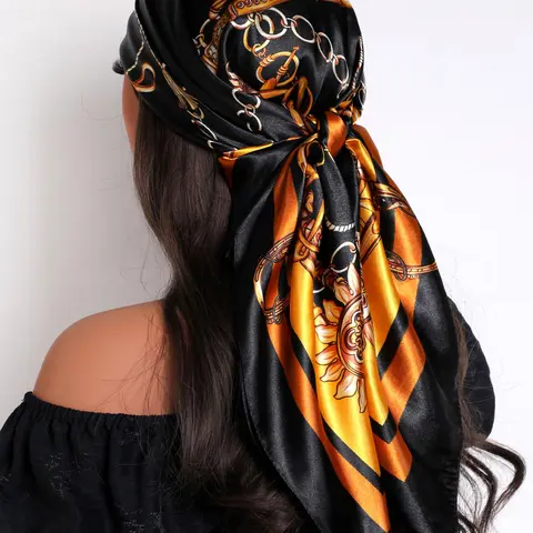35.4-Inch Women's Fashion, Elegant Chain Print, Lightweight Accessory for All Seasons, Chic Design for Style Lovers, Casual Fashionable Scarf