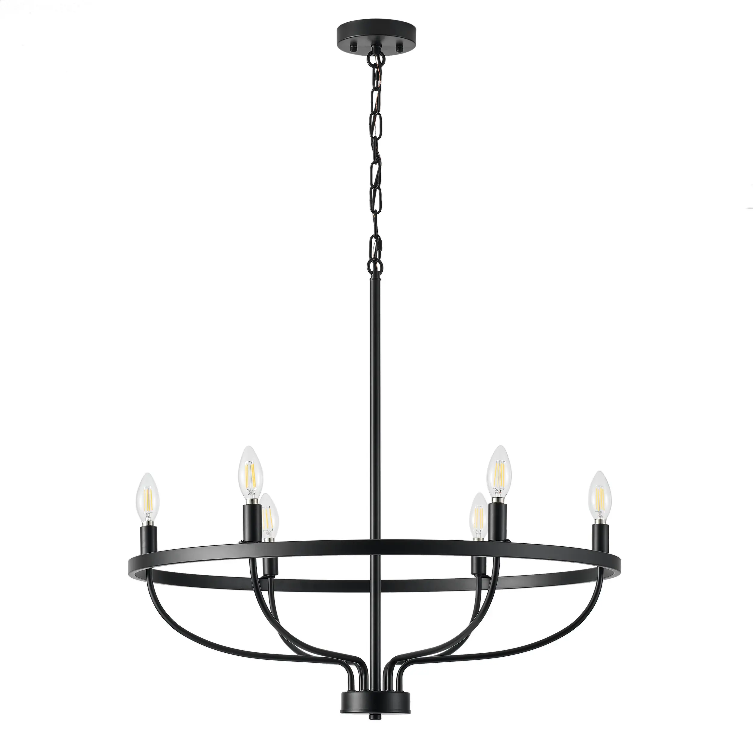 6-Lights Black Blooming Flowers Shaped Candle Head Chandelier light fixture