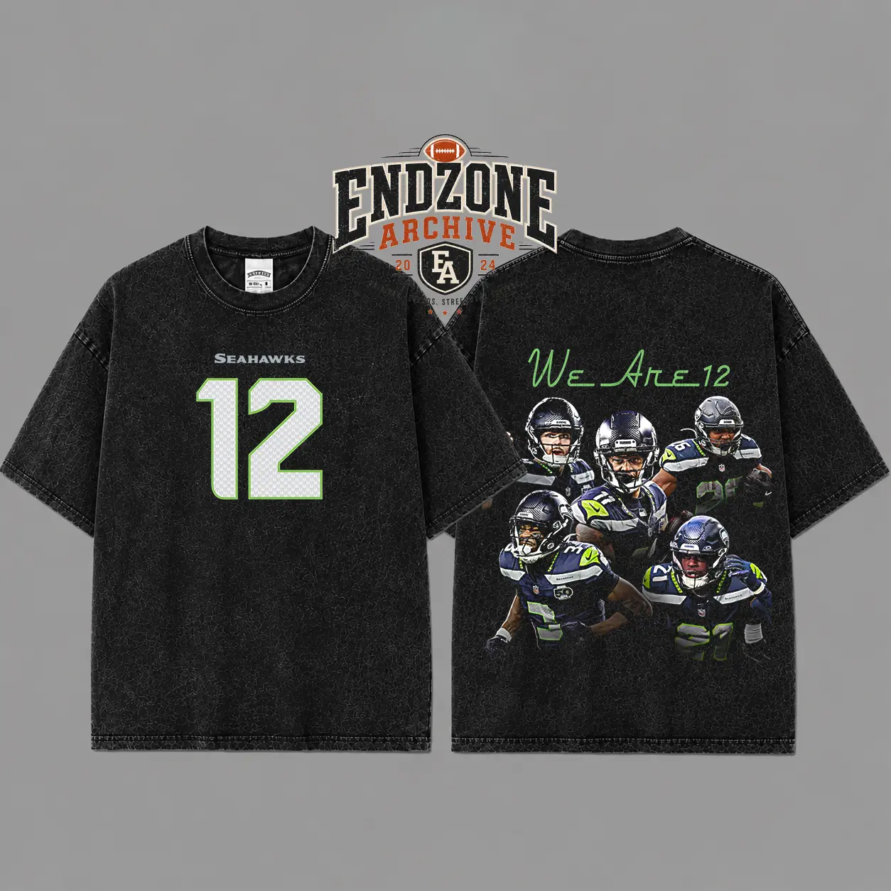 [Endzone Archive] Seahawks Team 'We Are 12' For The 12s Heavyweight Acid Washed Cotton Hoodie T-Shirt, JSN 12th Man Fans Shirt, Seahawks Graphic Football Shirt, Game Day Outfits