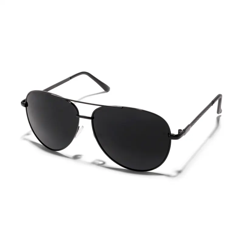 ZEN Oversized Aviator Sunglasses - Super Dark Lenses, Gun Metal Alloy Frame, Inspired by Ancient Greek Myth, 135 mm Arm Length