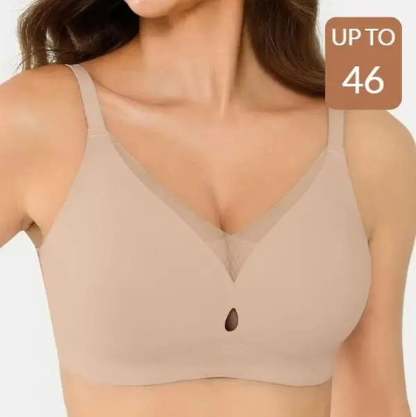 POPILUSH【UP TO 46】 Seamless Wireless Jelly Contour Bra Lightly Lined Mesh Comfort Support Bra, Everyday Wear for Women - Live