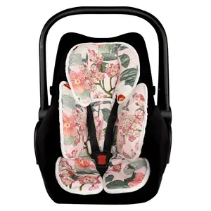 Infant Car Seat Head Support, Soft Baby Carseat Head & Body Support, Flower Baby Car Seat Insert Cushion for Newborn Boys