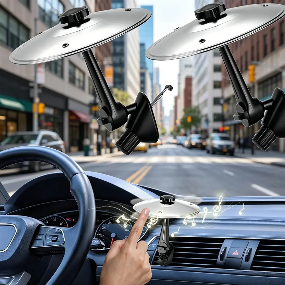 2 Pack Car Cymbal Air Vent, Mini Car Drum Set, Fun Musical Car Accessory for Drummers & Music Lovers, Durable Cymbal for Car Vent, Fits Most Vehicles (Sliver)