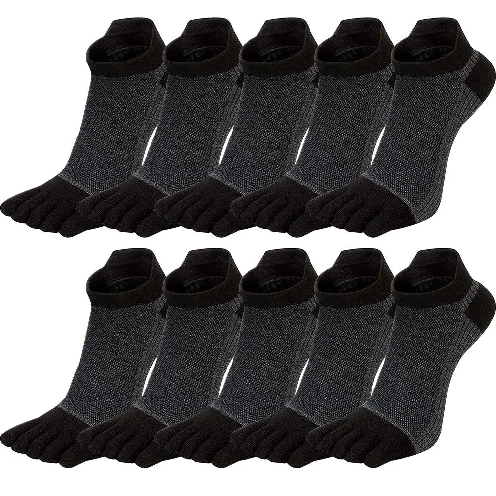 5Pairs Cotton Five Finger Toe Socks Set, Low Cut No Show Moisture Wicking Athletic Socks, Breathable Separate Toe Running Gym Workout Footwear for Men Women All Daily Sports Activities