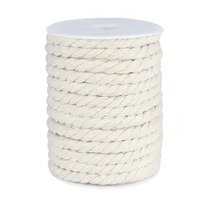 Macrame Cord, Off White Cotton Rope, 8mm x 21 Yard Natural White Cotton Macrame Rope,3 Strand Twisted Cotton String for Plant Hangers, Macrame Supplies, DIY Crafts, Knitting