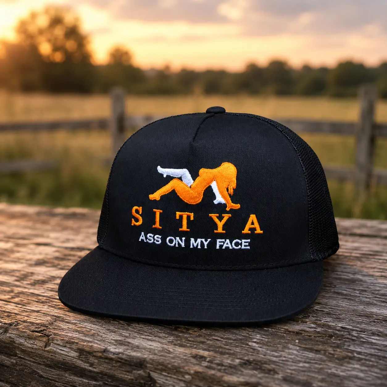 Embroidered Sityaaaass On My Face Hat, Funny Cap gift For Him, Cotton Mesh Back Breathable Snapback, Summer outdoor Cap