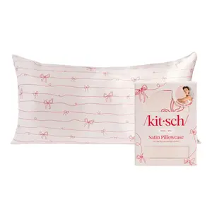 Satin Pillowcase in Striped Bows - King