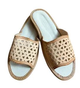 Women's Handmade Leather Slippers, Polish Traditional Leather Slippers, Natural Leather Slippers