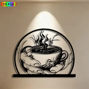 1pc Coffee Cup Metal Wall Art, Cozy Coffee Cup Statue Mural, Ideal Gift for New Year, Easter, Coffee & Home Decor Enthusiasts,  Metal Wall Decor Wall Sculptures, Perfect for Kitchen Wall & Patio Fence, Warm Ambiance Metal Art for Coffee Lovers
