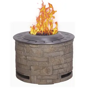 Afterglow Multi-Color Smokeless Fire Pit (Stone/Concrete/Wood Looks) | Dual-Fuel for Backyard Gatherings, Camping & Patio Relaxation (No Smoke)