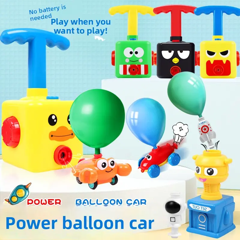 POWER Air Pressure Balloon Car Launcher STEM Toy for Unisex Kids Ages 4-6, Lightweight Soft Plastic Educational Science Vehicle, Safe Durable, Encourages Active Play, Indoor Use, with Surprise Flight Effect, Little Duck