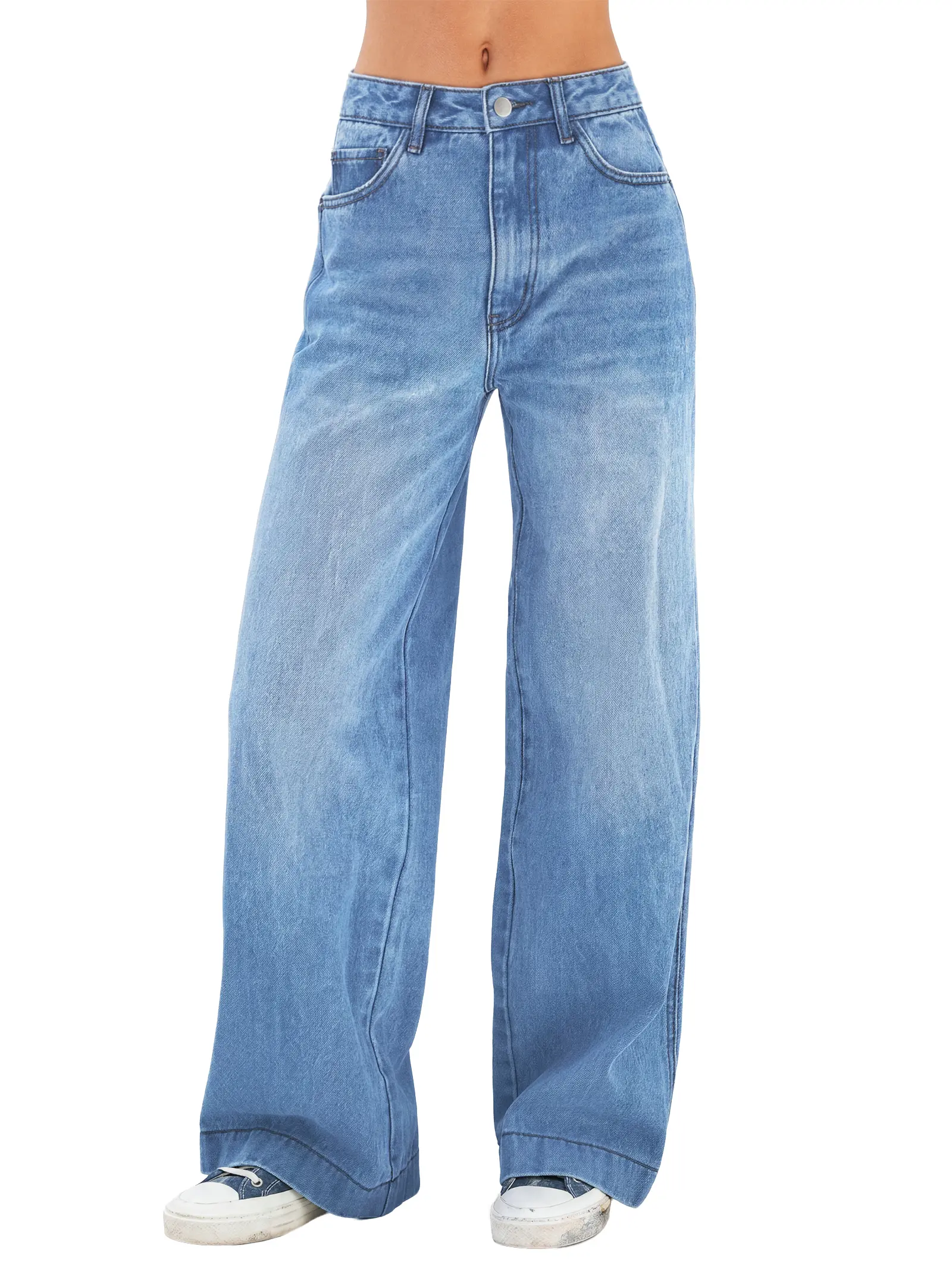 EMMIOL【Back to School】Women's 2026 Wide Leg Jeans Distress High Waist Stretchy Baggy Denim Pants Trousers Clothing,Back to School