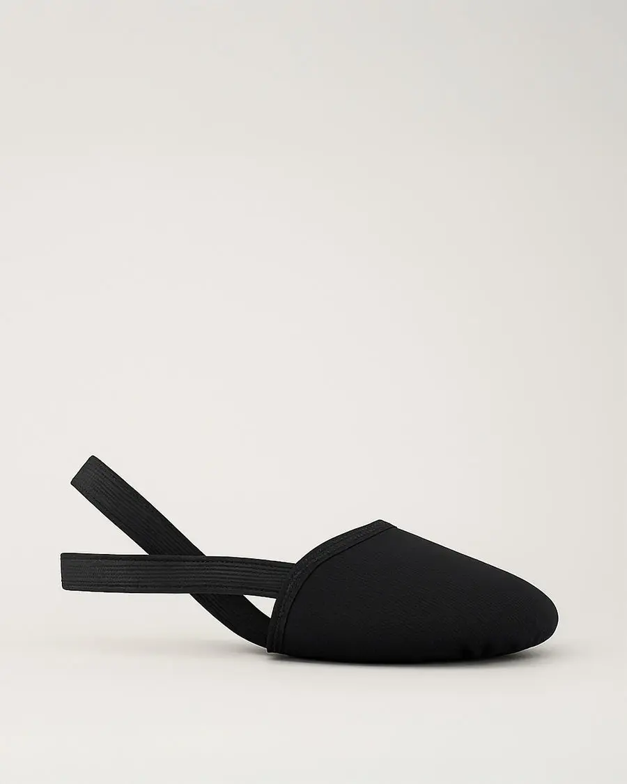 Women's Canvas Dance Mule Footwear, Covered Toe, Half Sole Spin Pirouette Shoes