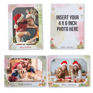 30 Pack Christmas Cards with Photo Insert & Envelopes - Fits 4” x 6” Photos - 5 Festive Designs for Personalized Holiday Greetings