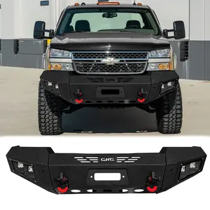 TIOYAR Steel Front Bumper Black Texture for 2003-2006 Chevy Silverado 1500/2500/3500 with Winch Plate & 2 x D-Rings Off-Road Performance