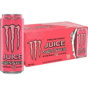 Monster Energy Juice Pipeline Punch, Energy + Juice, Energy Drink, 16 Ounce (Pack of 15)