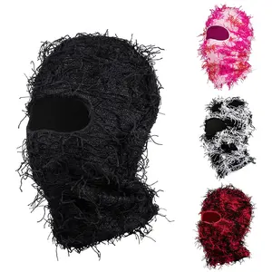 Balaclava Distressed Ski Mask,Knitted Full Face Mask Beanie Cap Winter Neck Warmer for Men Women One Size Fits All
