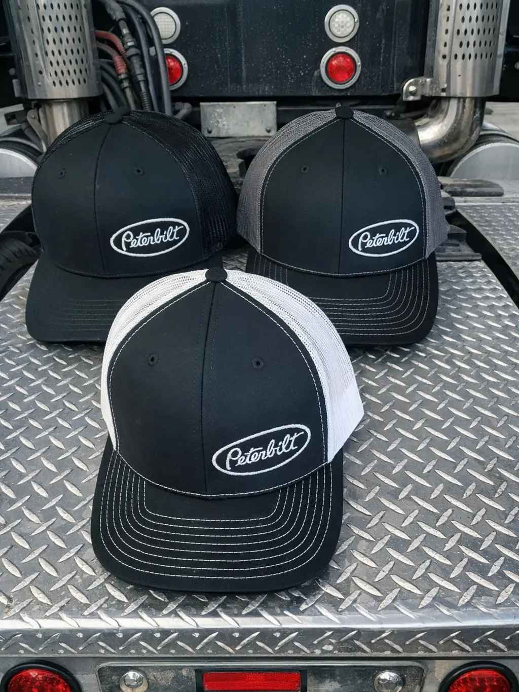 Peterbilt Black Patch Trucker Hat, Black Mesh Snapback Cap, Embroidered Patch Hat, Semi Truck Driver Gift, Big Rig Enthusiast Adjustable Cap 2