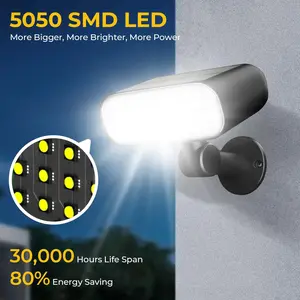 CINOTON Outdoor Solar Motion Sensor Lights, 2-Pack 3-Mode Wall Fixtures with Super Bright 5050 SMD LEDs, 180° Adjustable IP67 Waterproof for Garden, Patio