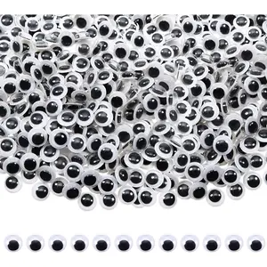 TOAOB 1000pcs 6mm Wiggle Googly Eyes Self Adhesive Round Small Plastic Sticker Eyes for Home Decoration
