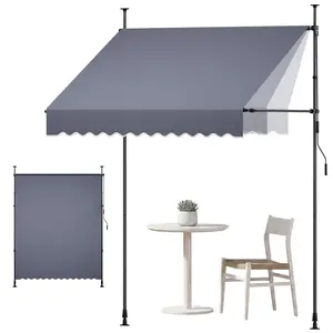 VEVOR Manual Retractable Awning, 78" Outdoor Retractable Patio Awning Sunshade Shelter, Height Adjustable Patio Door Window Canopy with Manual Crank Handle for Backyard, Garden, Balcony, Dark Gray
