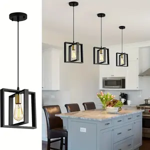 Industrial Small Pendant Light Ironwood and Wood Black Metal Semi Flush for Kitchen Island Dining Room Bedroom Hallway 3  Easy Install Bulb Not Included night light wall lights Best Sellers