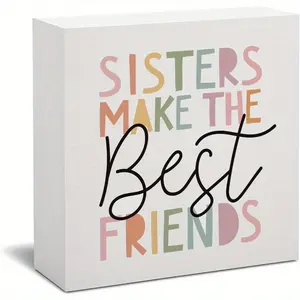 Toddler Girl Room Decor, Sisters Make The Best Friends Cute Boho Wooden Letter Sign, Girls Bedroom Nursery Playroom Baby Girl Kids Space Decorations, 5x5 inch