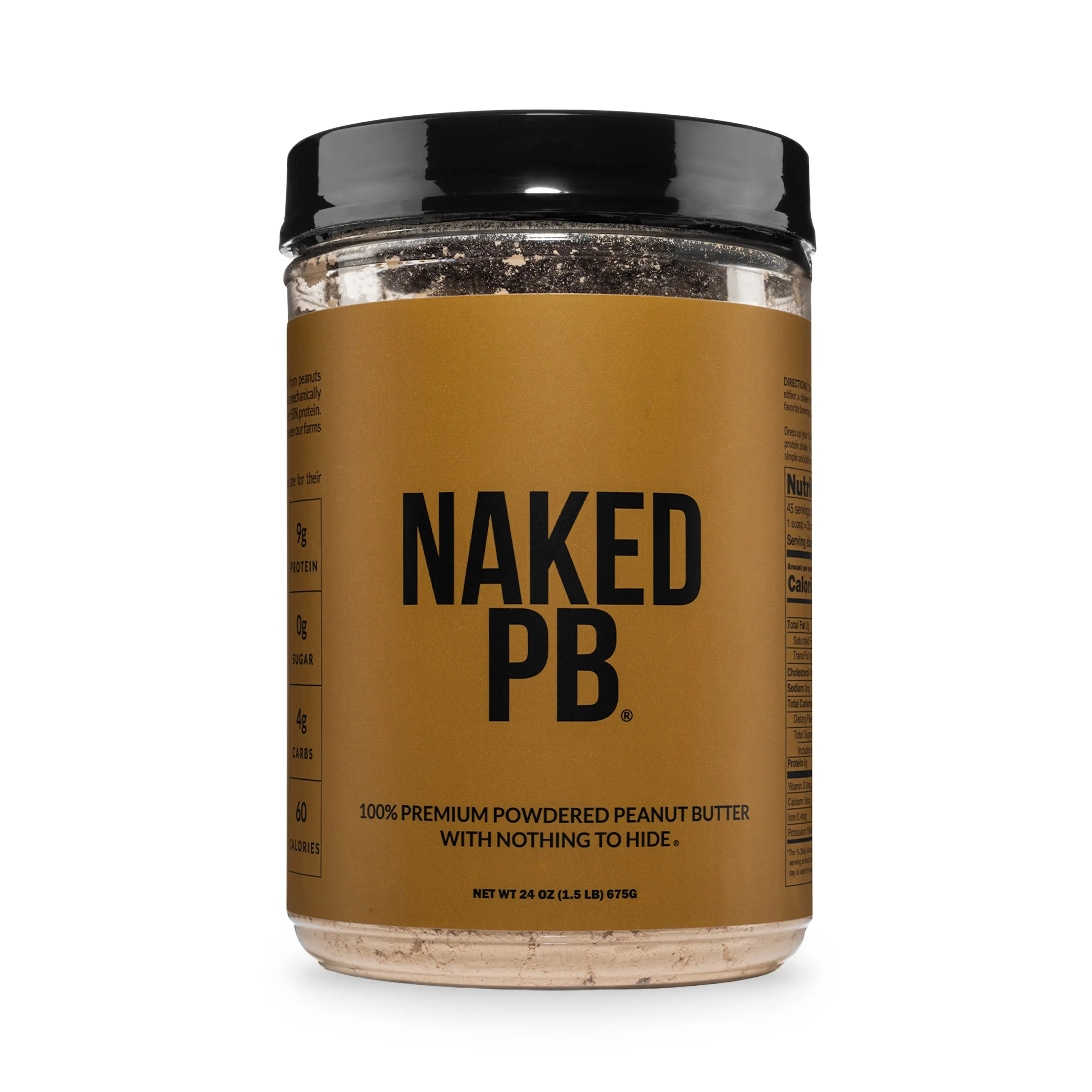 Naked PB - 100% Premium Powdered Peanut Butter 1.5LB - Slow-Roasted Non-GMO US Grown - Low Calorie & Fat - 9g of Protein, 0g of Sugar - Only 1 Ingredient