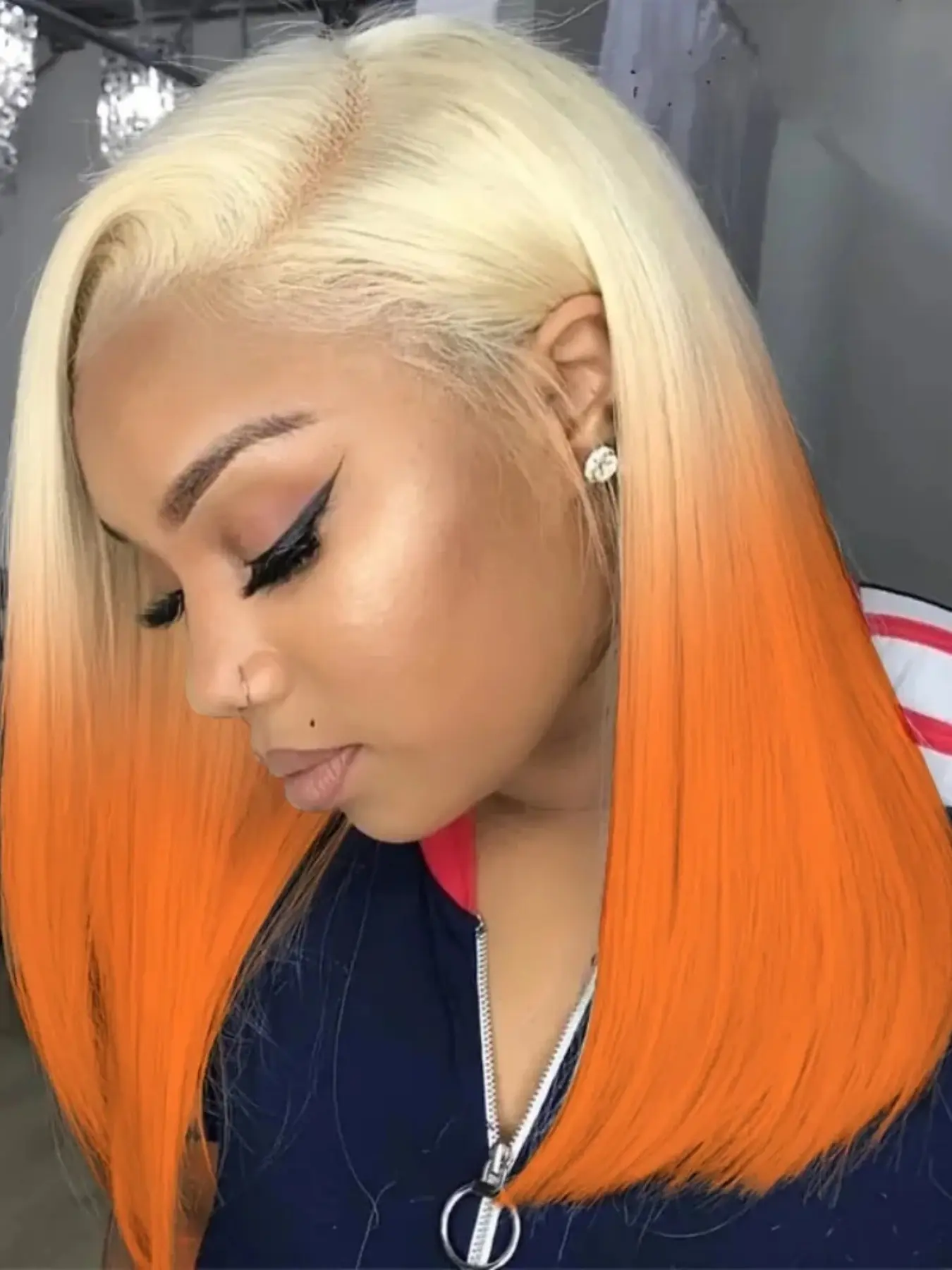 Ombre 613 Blonde Color Short Bob Wigs for Women, 13x4 Lace Front Wig, 180% Density Straight Brazilian Human Hair, 14 Inch, Lace Frontal Wigs