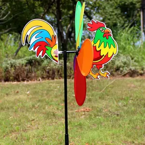 Garvee 3D Garden Windmill Animal Windmill Cute Windmill Toy for Kids DIY Windmill for Garden Home Patio Lawn Yard Outdoor Decoration Rooster