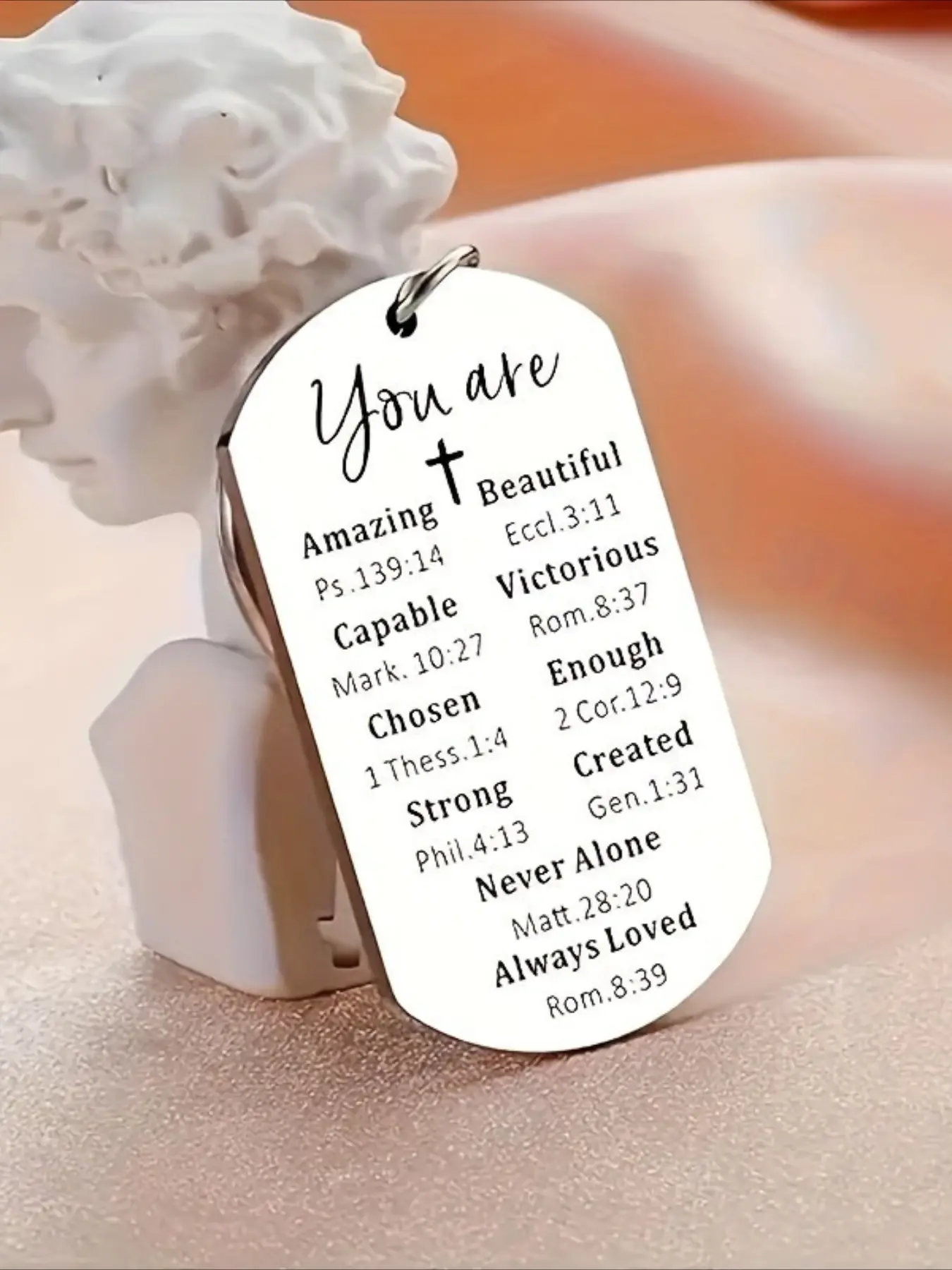 Inspirational Bible Verse Keychain, made of stainless steel, a stylish religious-themed key ring suitable for ladies and girls - an ideal choice for occasions such as gifts, graduations, Easter, Christmas, etc. Metal Keychains