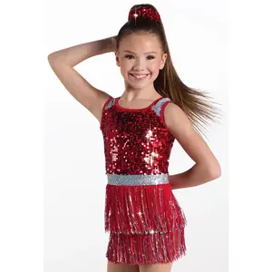 Pre-Owned Costume Weissman 15452 Large Adult Red Fringe Skirt Jazz Sequins