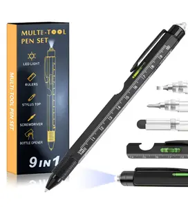 9-in-1 multi-functional pen features an innovative design with an LED light, ruler, stylus, level, and screwdriver. It's a unique gift for men, boyfriends, and husbands, and also an ideal choice for Christmas stocking stuffing.