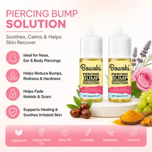 Buy 1 get 1 free Bowoki Piercing Bump Solution - Soothing Essential Oil for Piercing Bumps Keloids & Scars - 15ml*2 Gentle Blend with Rosemary Tea Tree for Nose Ears Body Piercings outdoorfun