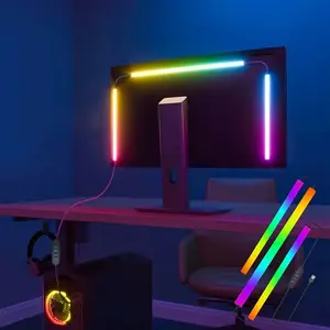 RGBIC 24-Inch Display Back Decorative Smart Vibrant Color Changing RGB Lighting Led Rgb Light RGB Led Lights | USB Powered with Wire Control, Double-Sided Adhesive for Easy Installation, 4-Key Control Mode, Suitable for Computer Monitors