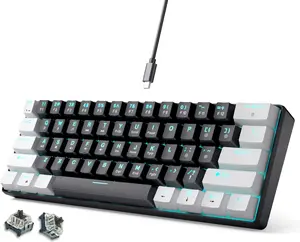 60% Mechanical Gaming Keyboard Brown  Wired Compact Keyboard Anti-Ghosting No-Conflict 61 Swappable keycaps  Design for Windows/