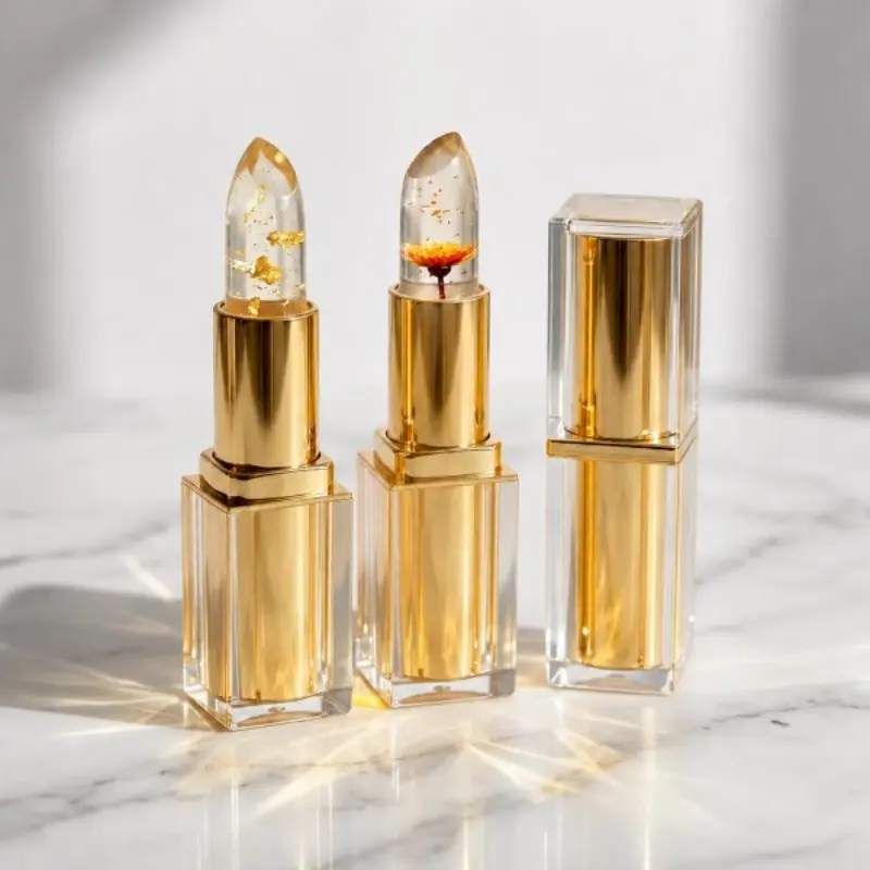 Buy 1 Get 1 Free pH Color Changing Lipstick Set - 2pcs 3.5g Gold Foil Flower Jelly Balm, Long-Lasting Lip Tint, Hydrating Smooth Lipgloss, Daily Elegance Makeup Essential, Suitable for All Skin Types