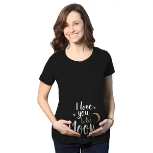 Maternity I Love You to The Moon Cute Maternity Shirts Announce Pregnancy Shirt Fun Funny Graphic Maternity Tee Cute Pregnancy Tees With Plus Sizes Pregnant Funny Space Short Sleeve Maternity Shirts Black