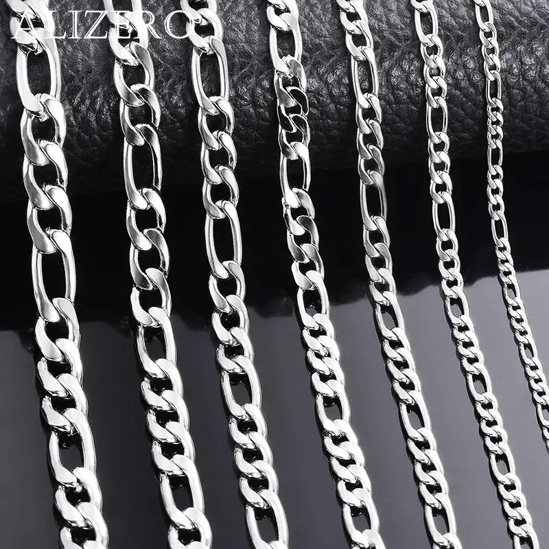 TOP-FASHION - 925 Sterling Silver Necklace 2-12mm Width 40-75cm Long Chain Lobster Clasp Men and Women Engagement Jewelry