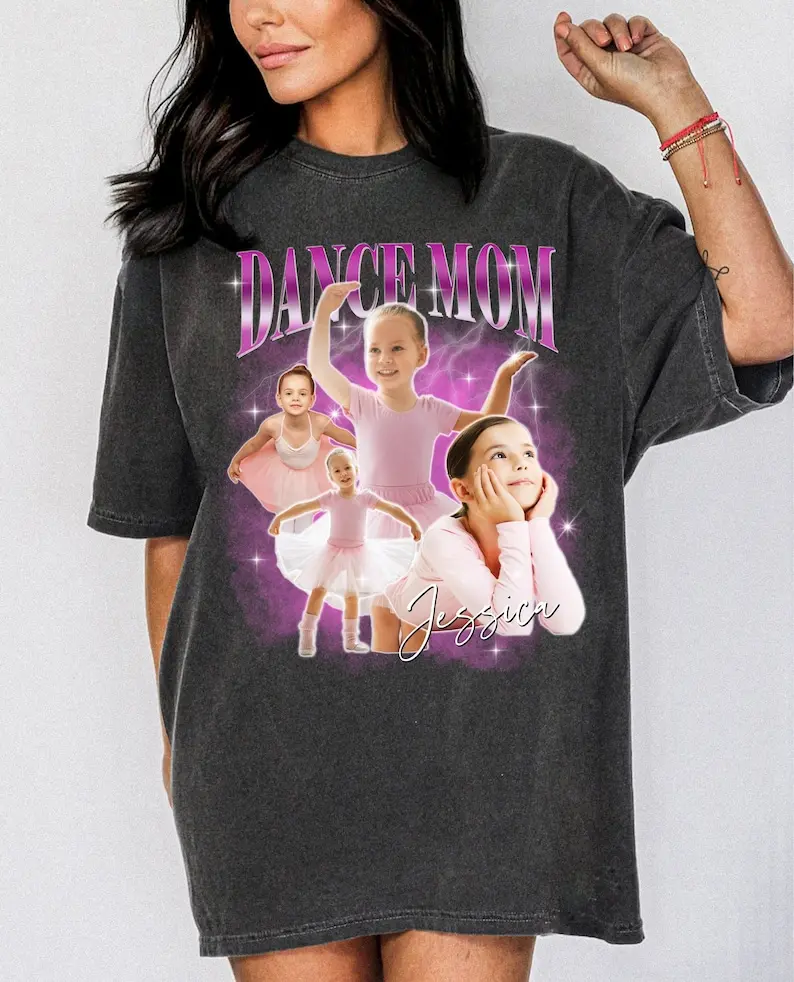 Personalized Dance Mom Shirt, Custom photo dance mama, your own pictures dance competition cheer mom