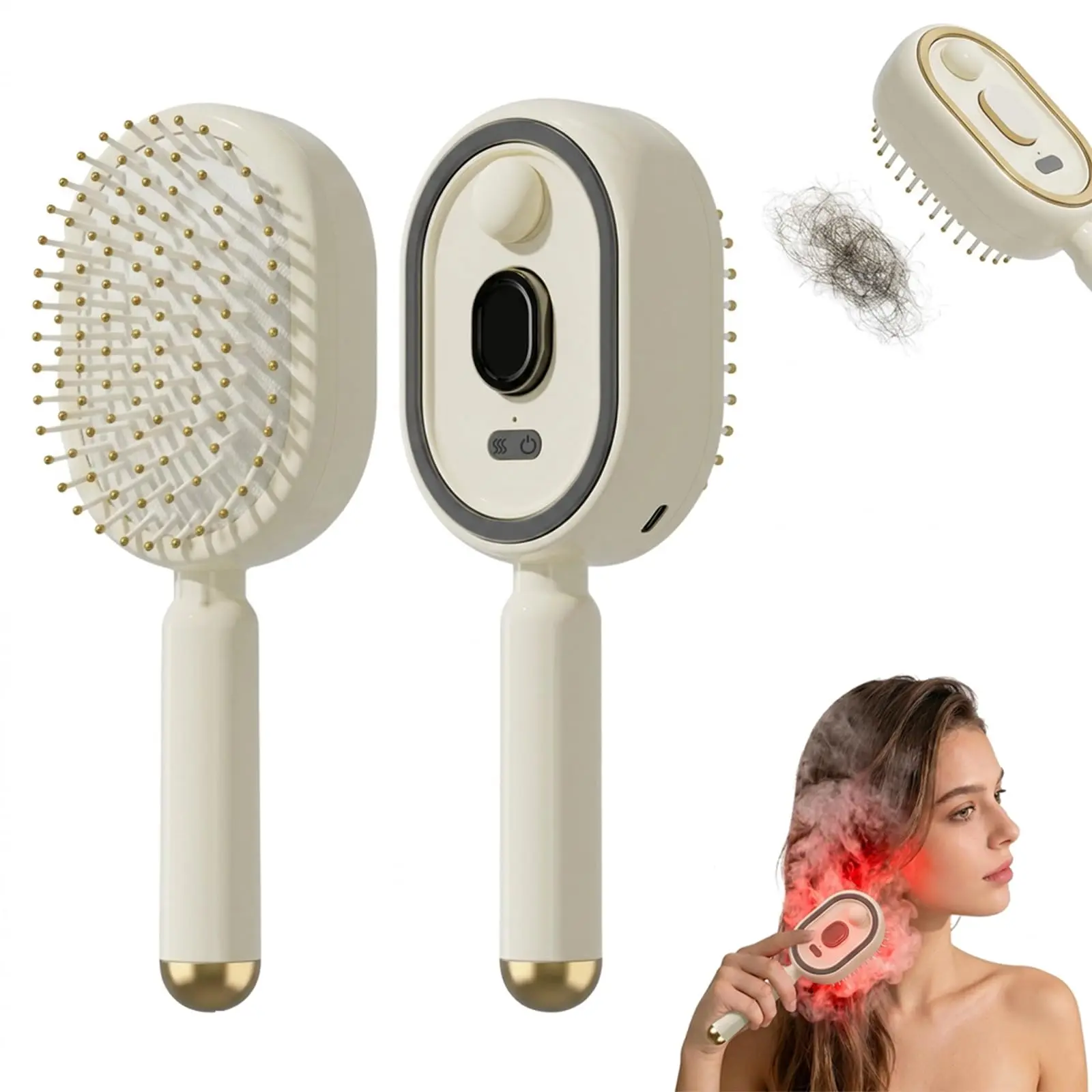 Electric Spray Air Cushion Massage Comb, 5 in 1 Rechargeable Hair Brush for Scalp Massage, Detangling, Straightening, Curling, Professional Salon Hair Care Tool