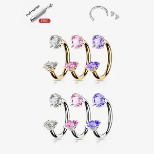 20/18 Horseshoe Nose Ring Internal Threaded, Stainless Steel 8mm Hoops Nose Piercing Jewelry for Multiple Piercings, Ideal for Nose Tragus Helix Lip
