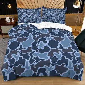 Bluebird Camo Bedding Set, Outdoor Hunting Style (1 Fitted Sheet, 1/2 Pillowcases), All-Season Use, Bedroom Decor