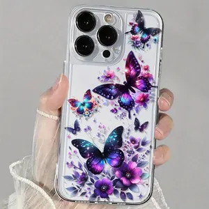 Featuring a dreamy purple floral and butterfly pattern, this shockproof and non-slip TPU phone case offers full lens coverage. Compatible with iPhone 17, 16, 15, 14, 13, 12, 11, XS, X, and other series models-it makes a perfect gift for friends or family.