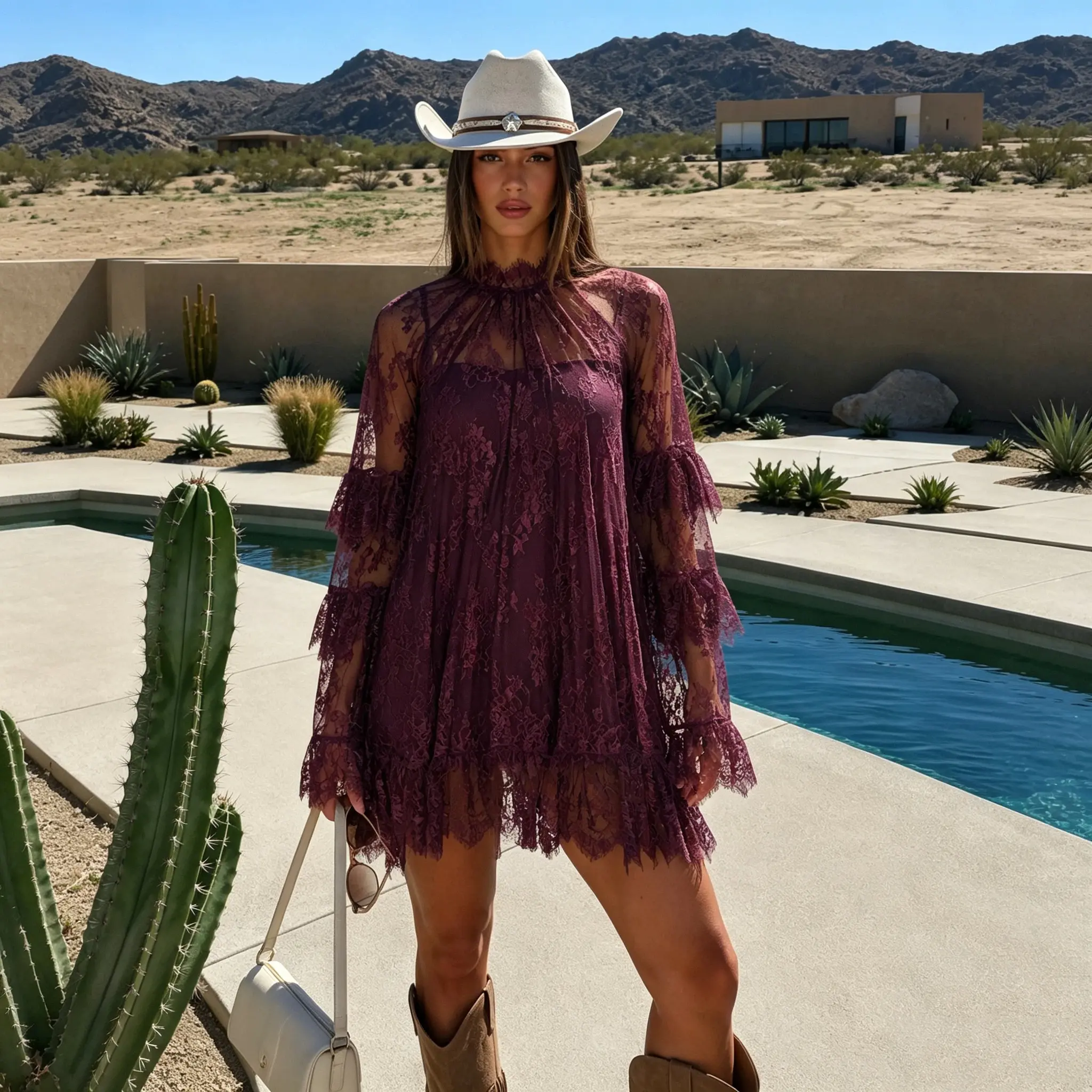 Chicovar  NO Lining! Women's Sheer Lace Dress, See Through, Unlined, Long Sleeve, Crew Neck, Elegant Night Out Mini Dress, Concert, Party, Summervibes