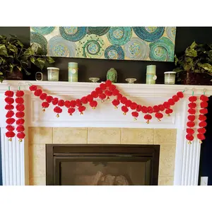 Red Marigold Toran Garland | 4.5 Feet Cultural Decor for Diwali, Pooja, Weddings | Elegant Handmade Door Hanging
