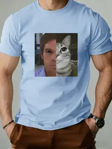 Men's Round Neck T-Shirt, Creative Geometric Print, Slim-Fit Retro Style, Casual Long Sleeve, Perfect for Daily Wear, Gifts, Events