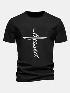 Blessed Cross Graphic T-Shirt Christian Faith Hope Love Inspired Tee Religious Spiritual Gift For Women Men